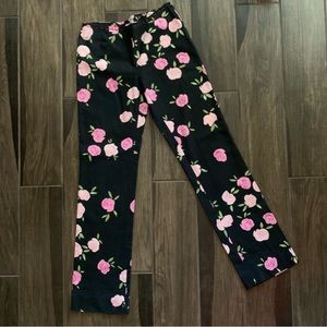 Moschino Cheap & Chic Y2K Rose Print Boot Cut Cotton Pants Sz 0/2